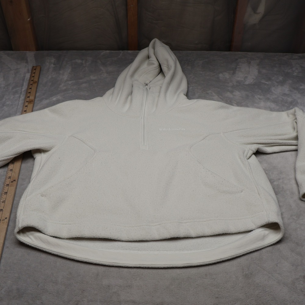 Lululemon Hoodie Womens 6 White Looped Terry Fleece Half-Zip Pullover Sweatshirt